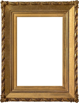 Old gold frame on white surface