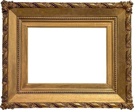 Old gold frame on white surface