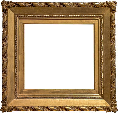 Old gold frame on white surface