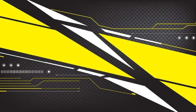 Abstract Yellow White Geometric Circuit Digital Tech Background Black
