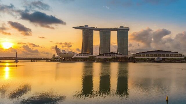 Time lapse of Singapore city at sunrise.