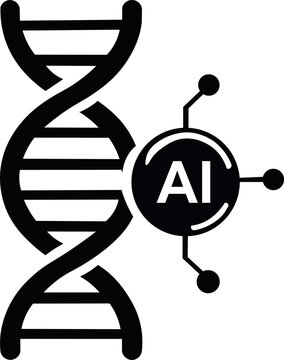 AI DNA genetic engineering biotechnology artificial intelligence vector icon