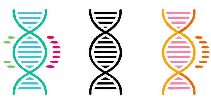 Dna Strand Representations Colorful Vector Illustration On Black Background
