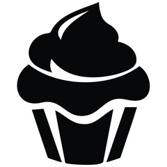 Fototapeta premium Single cupcake icon with creamy topping served as a delightful bakery treat vector art.