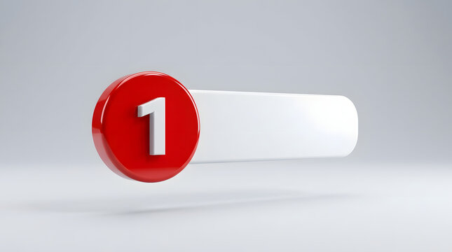 3D notification red badge with a blank text bar