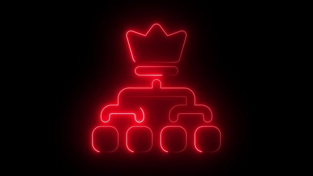 Neon red tournament bracket with crown symbol for esports and competition branding