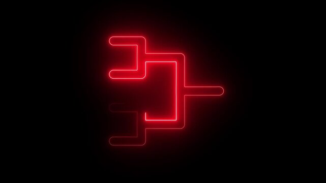 Neon red tournament bracket animation, sports competition concept, digital competition tree