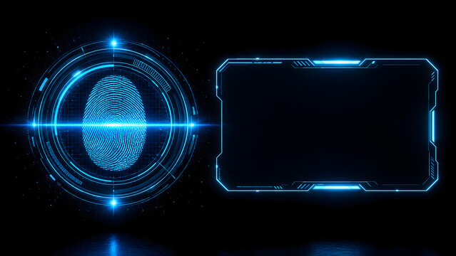 Digital fingerprint scanner interface with empty text frame overlay