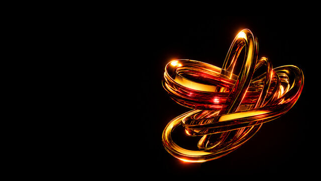 Fluid Gold Red Loop Knot Abstract Background with Copy Space 03