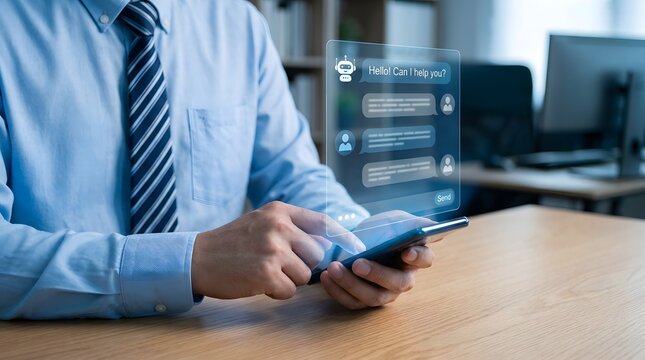 Modern AI chat agent for customer engagement, intelligent digital assistant, automated communication, chatbot technology, virtual support, business productivity and artificial intelligence services