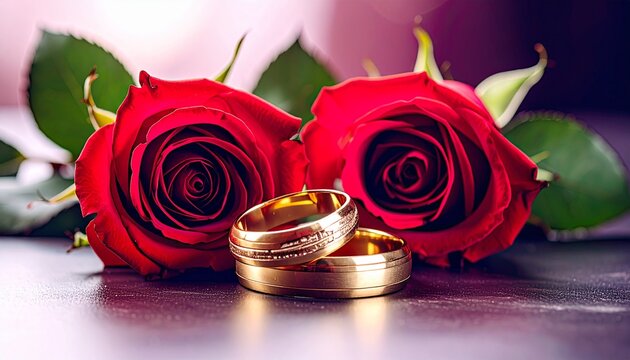 wedding rings and roses
