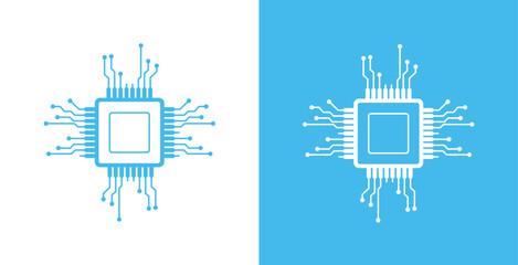 Obraz premium Microchip Processor Vector Icon Digital CPU Technology Illustration