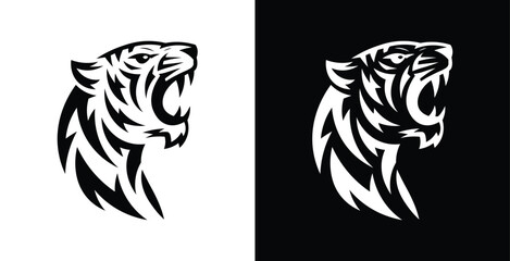 Roaring Tiger Head Vector Logo Fierce Wild Cat Mascot Illustration © Farhan