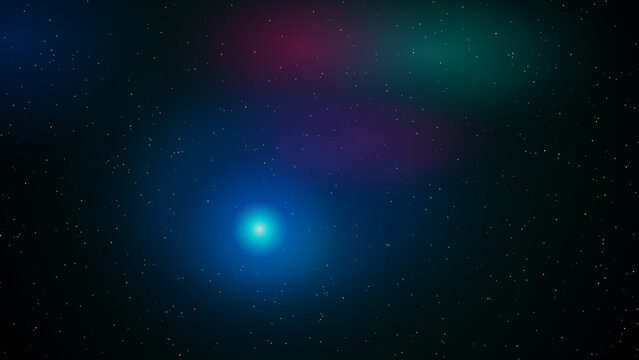 Bright blue cosmic glow in starry space background