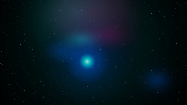 Bright glowing comet flying through starry space background