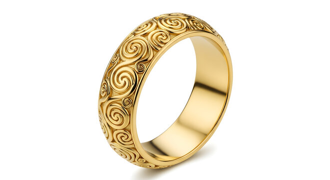 Intricate golden celtic ring with spiral designs
