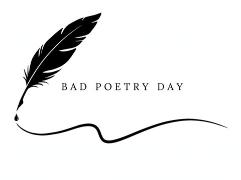 Bad Poetry Day Vintage Feather Quill Minimalist Literary Design