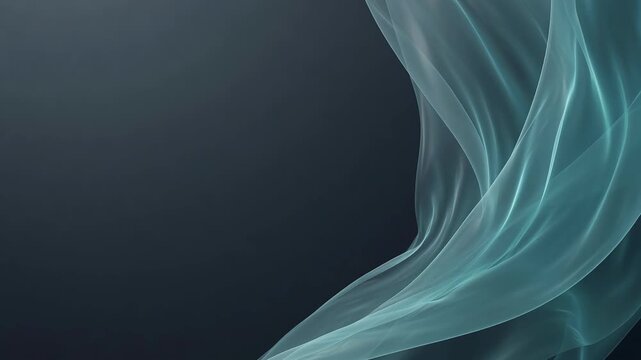 Flowing teal ribbons form an abstract composition on a dark background, suggesting elegance, calm, and modern design