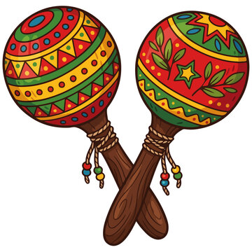 Colorful Hand Drawn Maraca Pair Illustration
