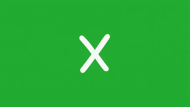 White X Mark Drawing on Green Screen Animation