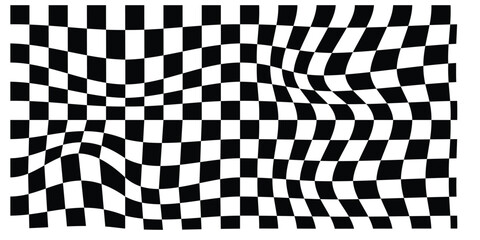Obraz premium Black and white checkerboard pattern background. Seamless geometric square grid texture for racing flags, textile, or graphic design. Vector illustration.