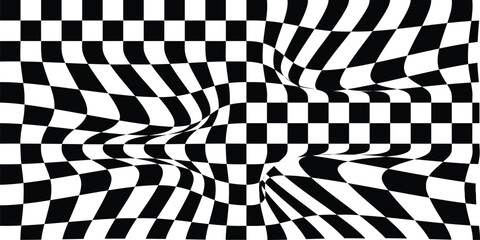 Obraz premium Black and white checkerboard pattern background. Seamless geometric square grid texture for racing flags, textile, or graphic design. Vector illustration.