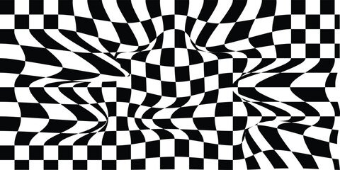 Obraz premium Black and white checkerboard pattern background. Seamless geometric square grid texture for racing flags, textile, or graphic design. Vector illustration.