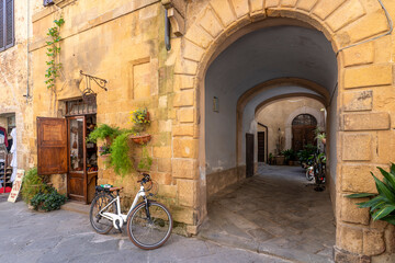 Obraz premium Pienza Town street view in Tuscany of Italy