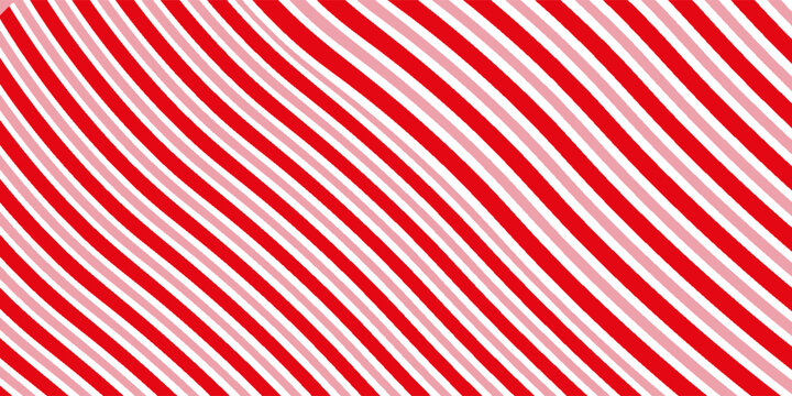 Candy cane Christmas background, peppermint diagonal stripes print seamless pattern