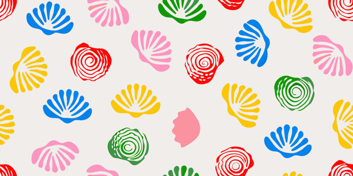 Colorful seashell pattern on a light background