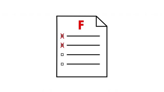 Exam paper getting marked with red crosses and a failing grade
