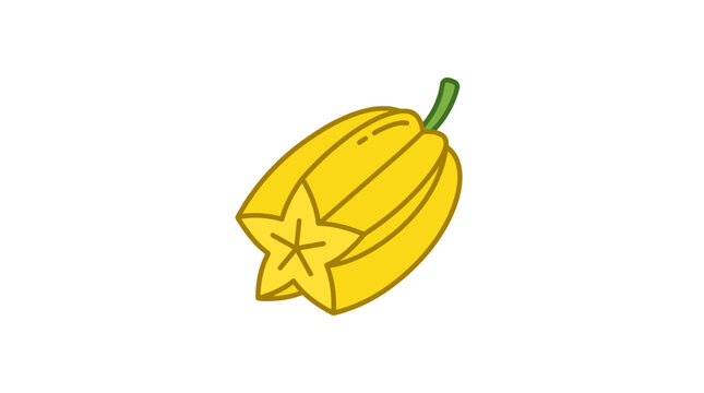 Sliced yellow starfruit carambola fruit icon.