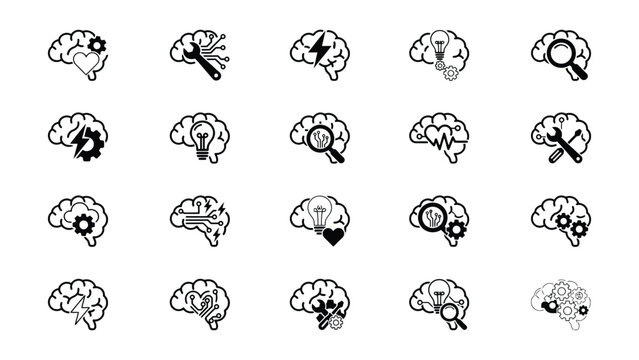 Brainstorming concept with various thinking and creative icons