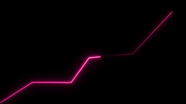 Glowing neon line market Recovery Concept. Successful growth trend red line graph going Up. Growing business graph symbol .On black background.