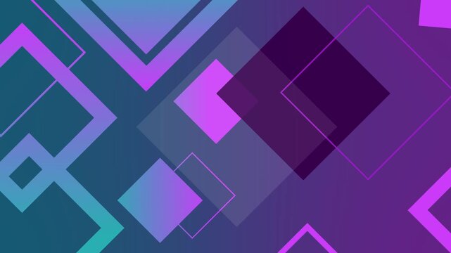 Abstract geometric background with overlapping translucent squares and diamonds animation