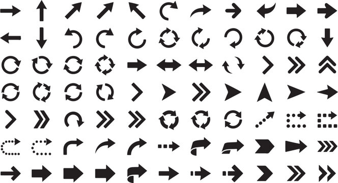 Arrow Icons Collection with Navigation and Refresh Symbols