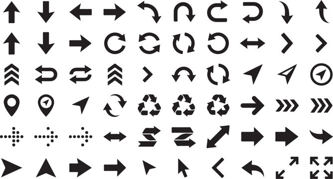 Arrow Icons Set with Navigation, Refresh and Recycle