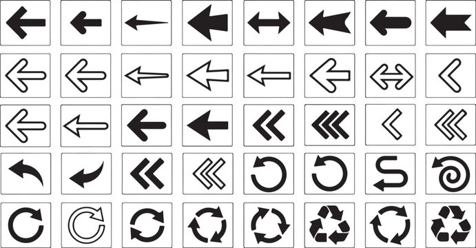Left Arrow Icons Collection with Navigation and Refresh