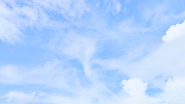 Natural Blue Sky Background with Beautiful Cloud Formations Clear Sunny Heaven Fluffy White Clouds Texture Bright Summer Day Sky Serene and Peaceful Atmosphere