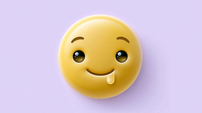Gelber 3D-Smiley streckt frech die Zunge raus vor violettem Hintergrund