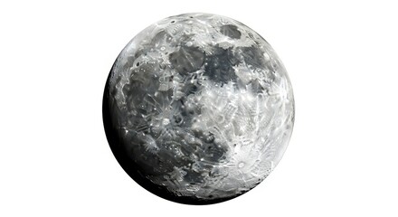 Naklejka premium Highly Detailed Full Moon Sphere with Visible Craters and Surface Texture Isolated on White Background for Design