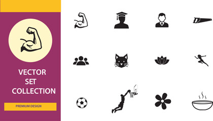 Fototapeta premium Diverse lifestyle and hobby icons set vector