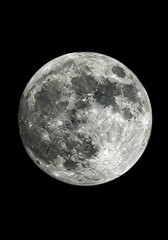 Obraz premium Detailed Full Moon Surface with Craters and Lunar Maria Isolated on Black Background for Astronomy and Space Concepts