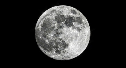 Fototapeta premium Detailed Full Moon in the Dark Night Sky with Visible Craters and Lunar Surface Texture