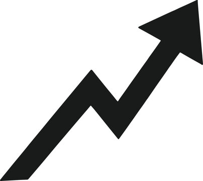 Black Upward Trending Arrow Graph Line on White Background Keywords: graph, arrow, upward, trend, increase, growth, success