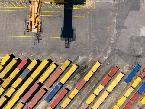 Shipping containers and crane in perama port