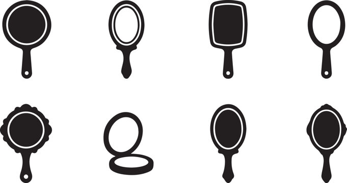 Eight different styles of compact hand mirrors Vector
