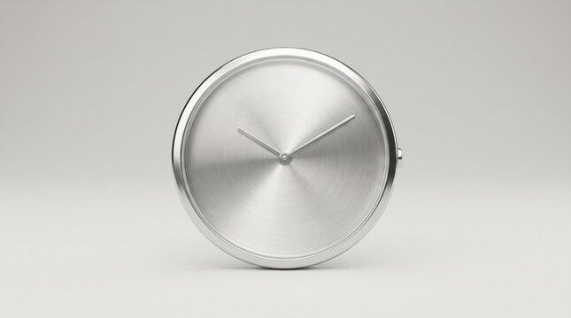 Modern Brushed Steel Round Clock with Thin Hands