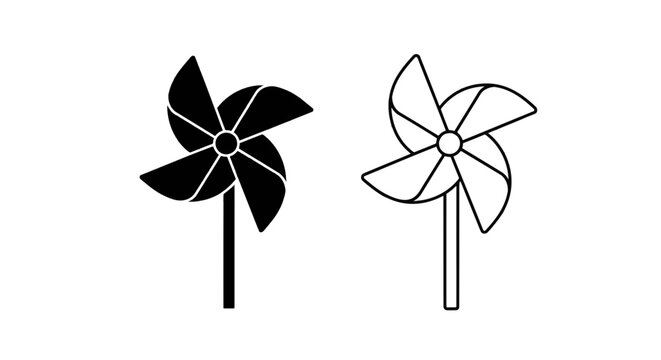 Vector illustration of set of pinwheel icons, toy windmill vector illustration on a transparent background