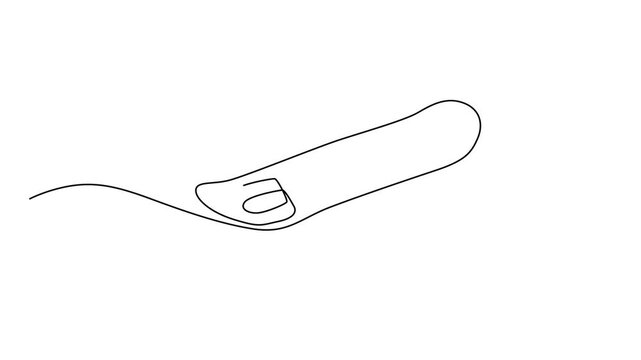 Minimalist continuous line drawing of a skateboard, single line art vector of a longboard deck, modern urban skate culture illustration for streetwear 4k video